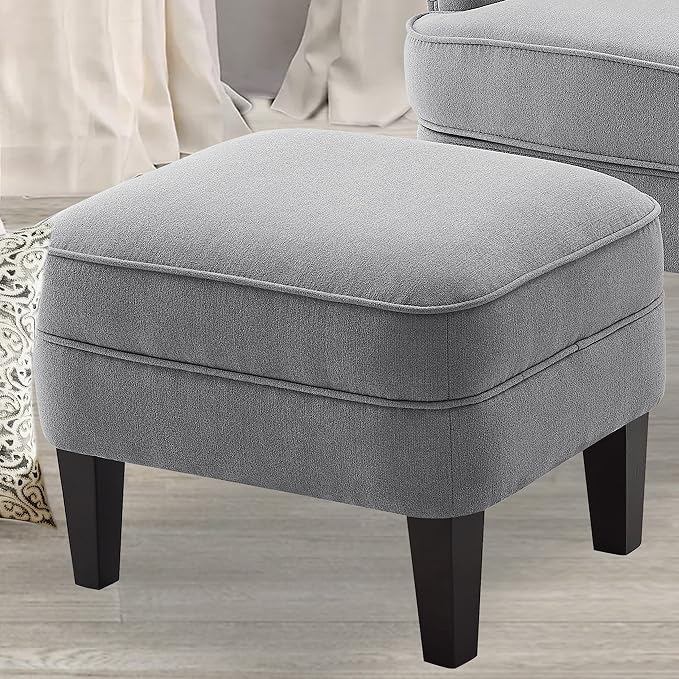 Velvet Silver With Ottoman
