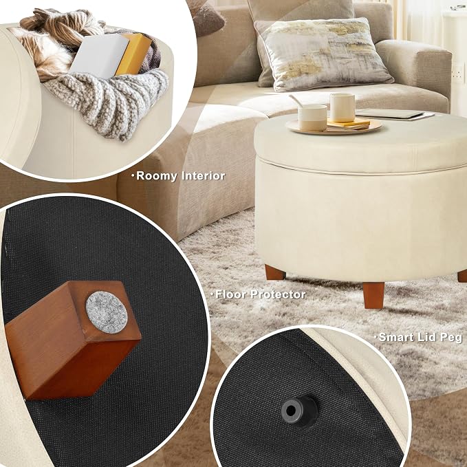 Cream Faux Leather