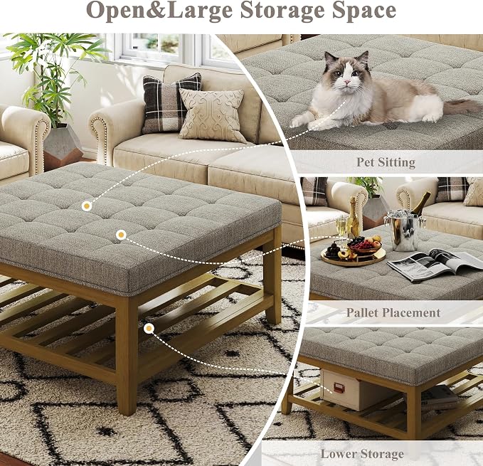 Gray Linen Coffee Table