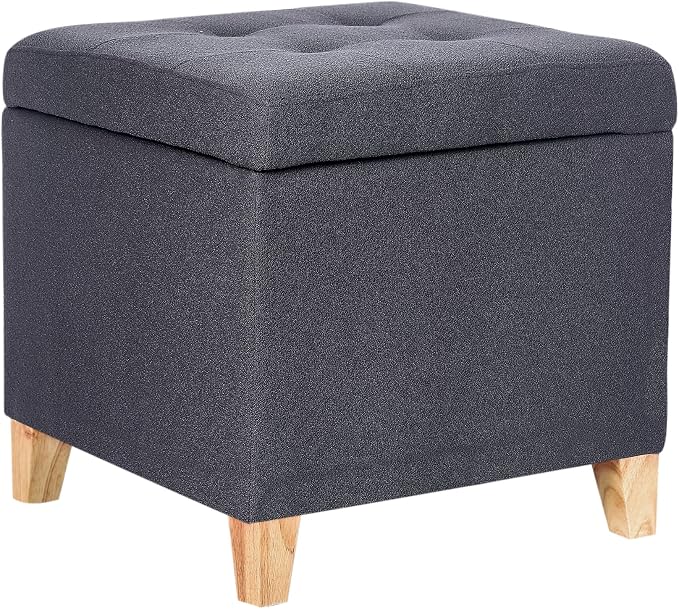 Cotton Linen Dark Grey With Solid Wood Legs