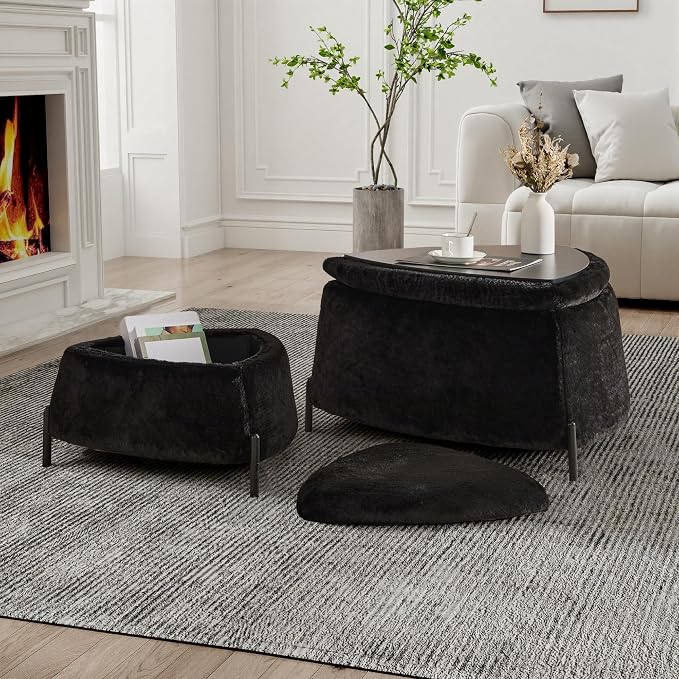 2-piece Faux Fur Black