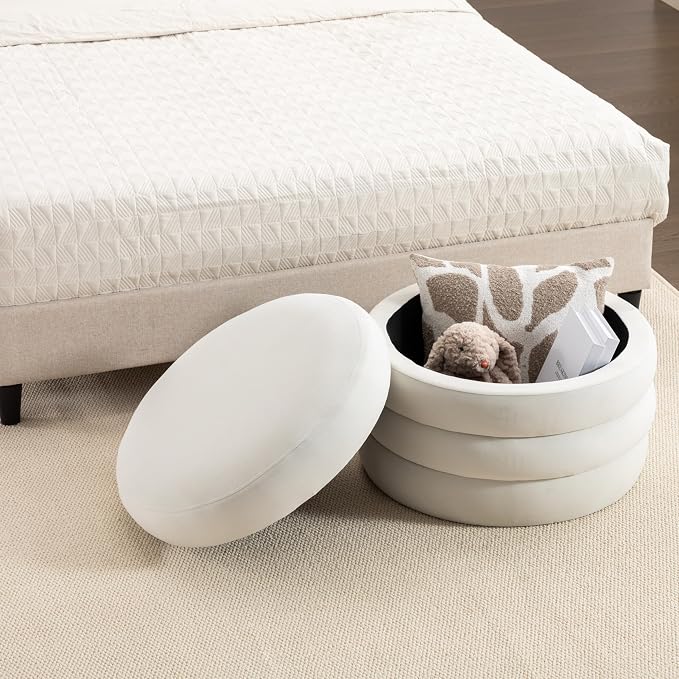 Ivory Velvet With Storage