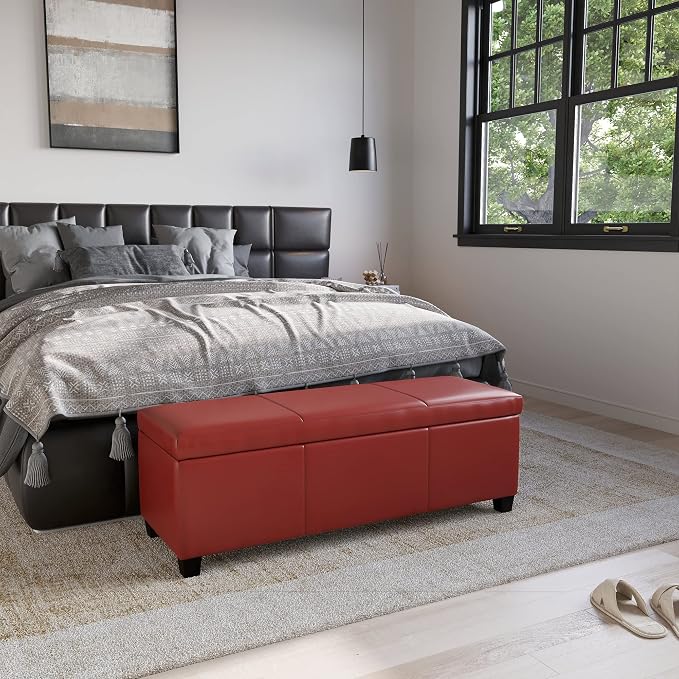Red/ Faux Leather