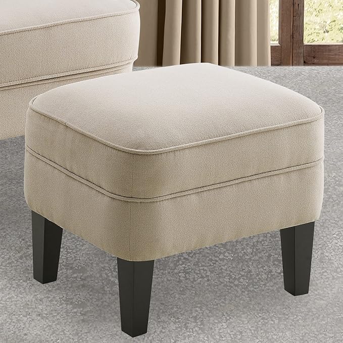 Velvet Light Beige With Ottoman