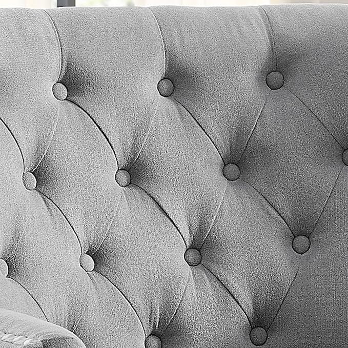 Velvet Grey With Ottoman