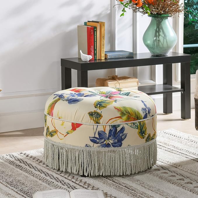 Beige & Tropical Floral With Ivory Trim