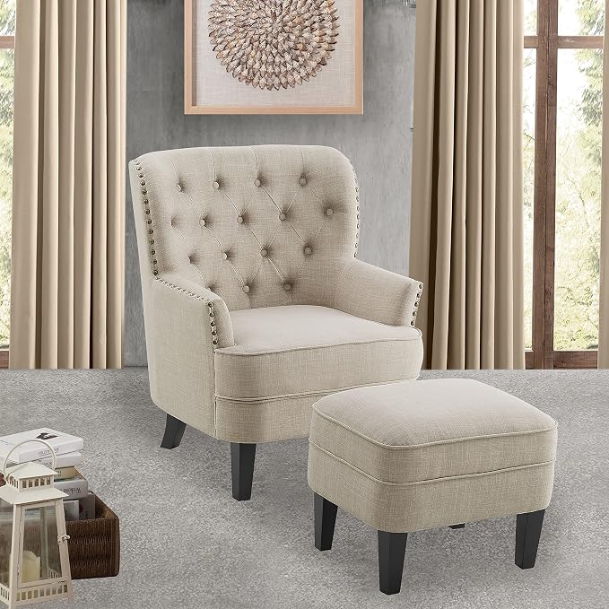Polyester Natural With Ottoman