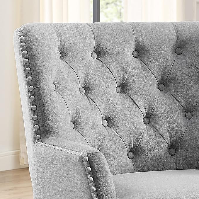 Velvet Grey With Ottoman