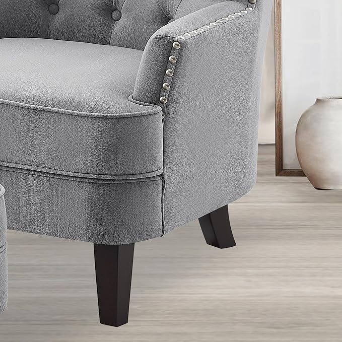 Velvet Silver With Ottoman