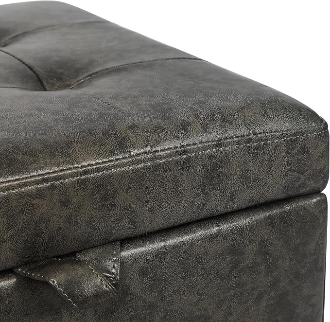Leather Mixed Grey With Wood Legs
