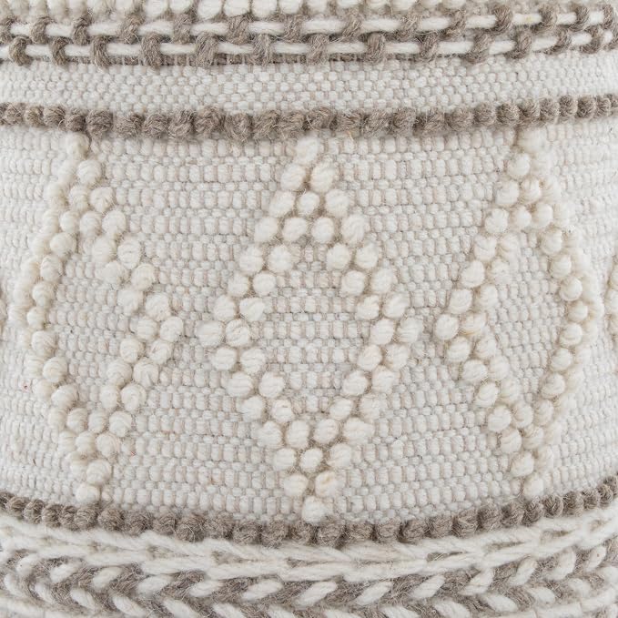 Beige Tufted Design Handwoven Wool