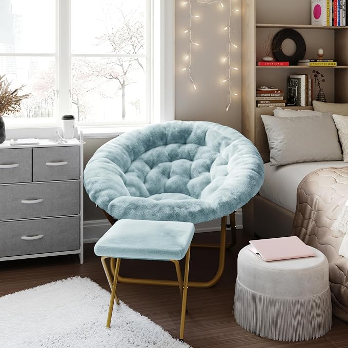 Aqua Fabric/Soft Gold Frame