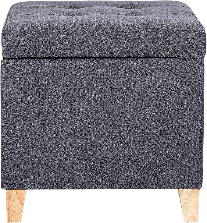Cotton Linen Dark Grey With Solid Wood Legs