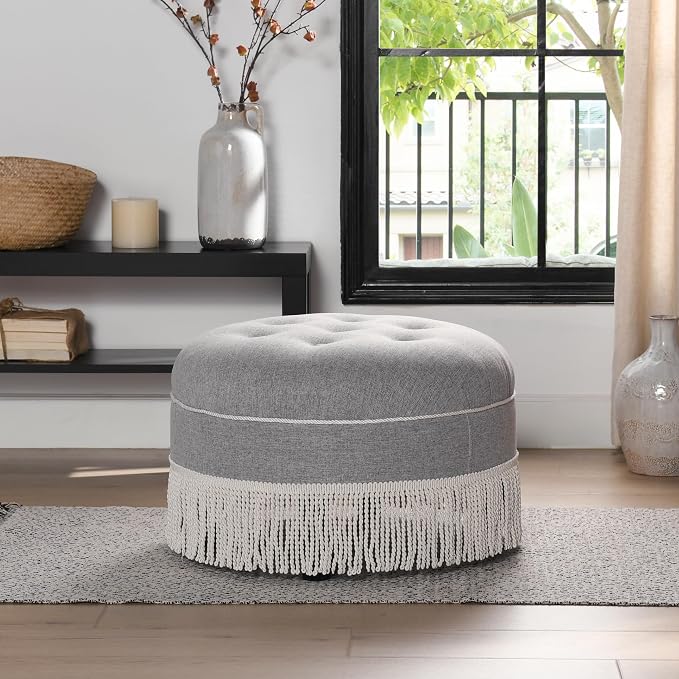 Light Gray Polyester With Ivory Trim