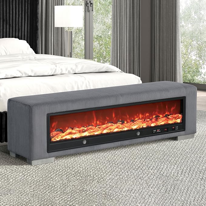 Black With Fire Log Décor
