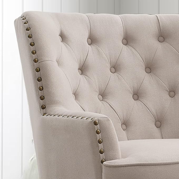Velvet Natural With Ottoman