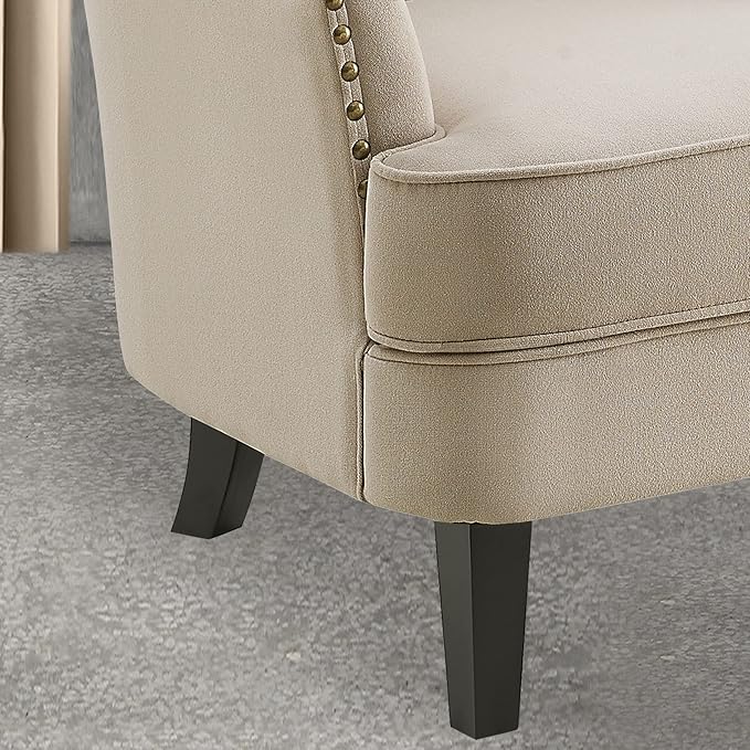 Velvet Light Beige With Ottoman