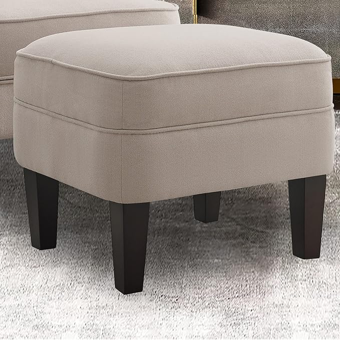Velvet Pearl Beige With Ottoman