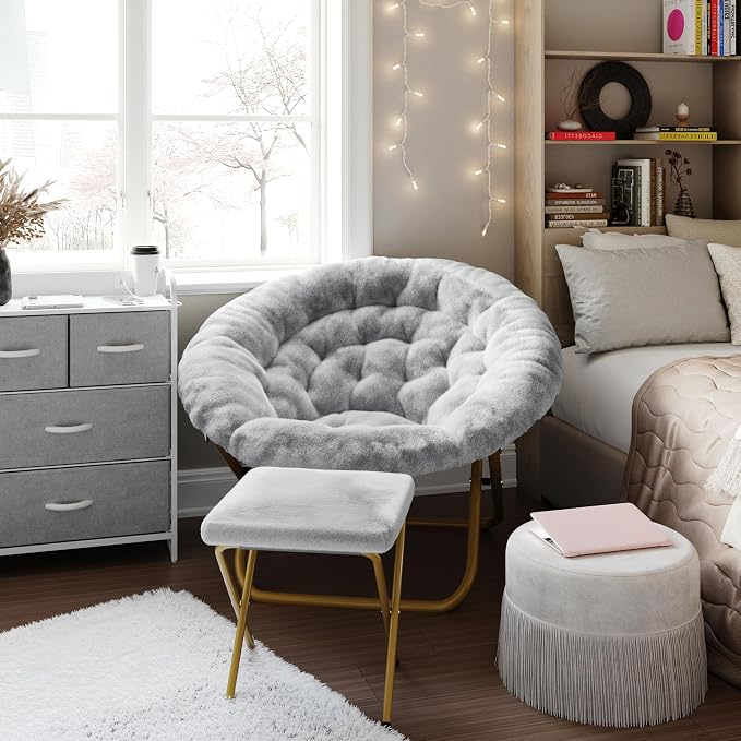 Gray Fabric/Soft Gold Frame