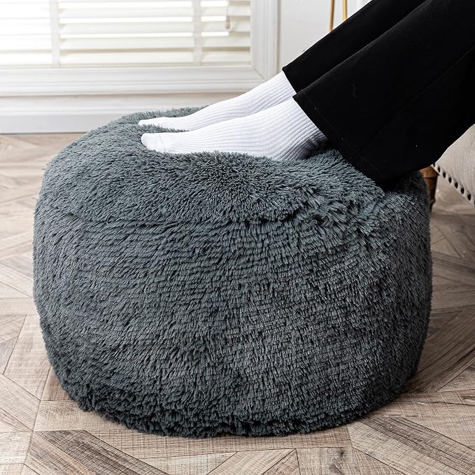 Dark Gray Pouf Cover No Filler